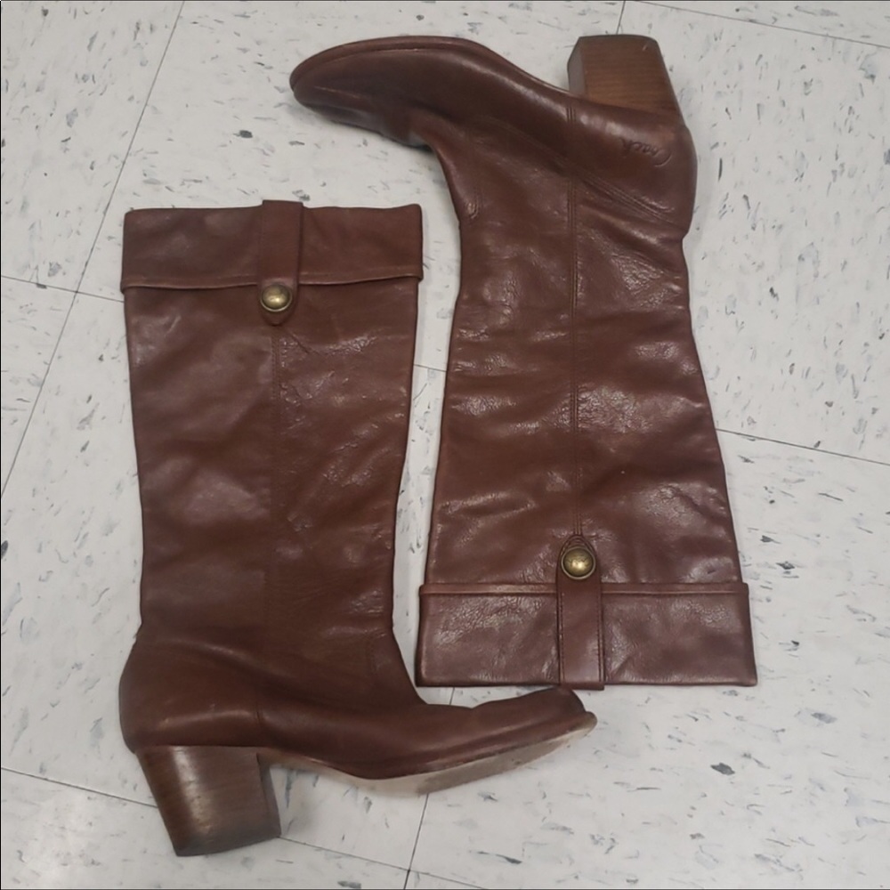 Coach Cognac Leather Fayth Tall Boots